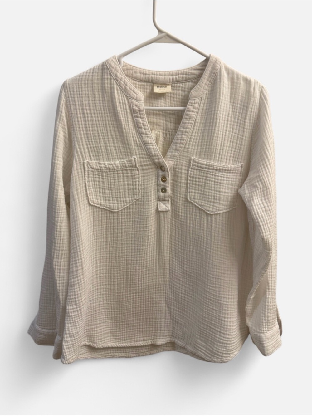 Mote White 100% Cotton Double Gauze Blouse Size M